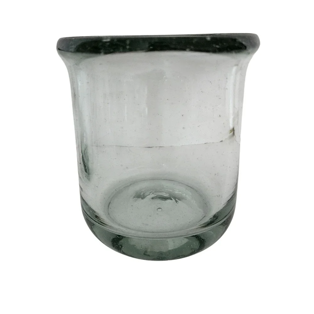 Pottery Barn Casa Recycled Green Glass Old Fashion Glasses Set Of 4